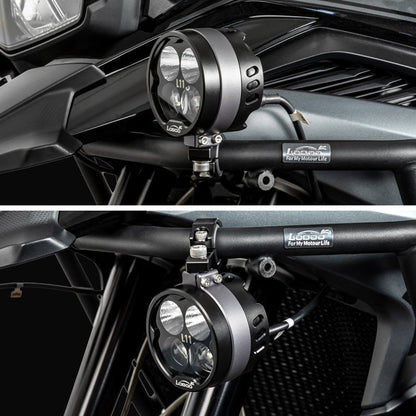 LOBOO L11 Motorcycle Auxiliary Lights – 15000LM High/Low Beam with 3 Warning Modes, IP68 Waterproof, Intelligent Temp Control (Pair)