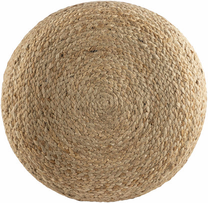 Lavertezzo Brick Red Knitted Beige Cotton Pouf