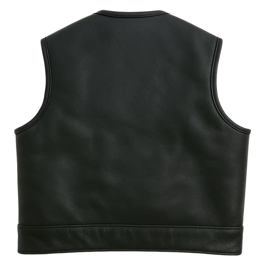 Legendary Lowlife NCP Black Cropped Fitted Leather Club Style Motorcycle Vest
