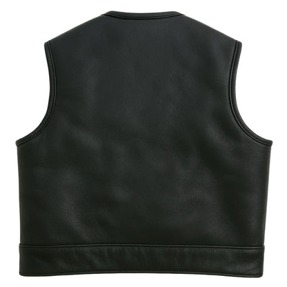 Legendary Lowlife NCP Black Cropped Fitted Leather Club Style Motorcycle Vest