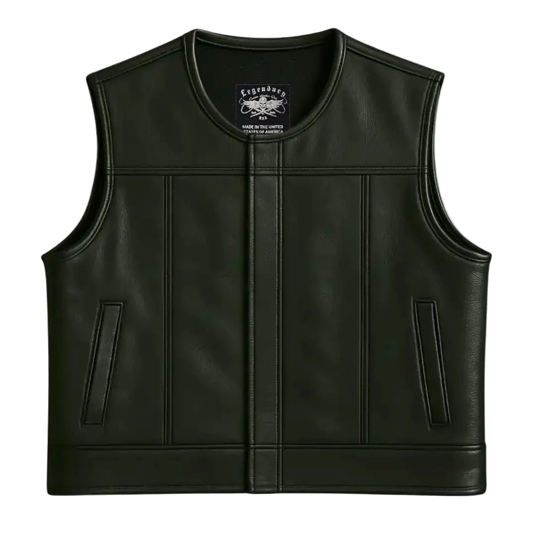 Legendary Lowlife NCP Black Cropped Fitted Leather Club Style Motorcycle Vest