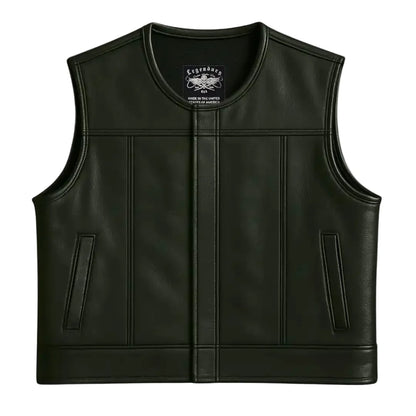 Legendary Lowlife NCP Black Cropped Fitted Leather Club Style Motorcycle Vest