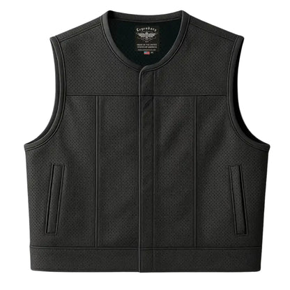 Legendary LowLife NCP Perforated Leather Cropped Fitted Club Style Motorcycle Vest
