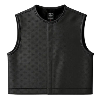 Legendary LowLife NOP Perforated Leather Cropped Fitted Club Style Motorcycle Vest