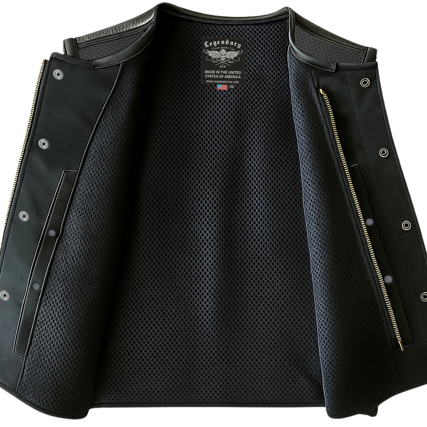 Legendary LowLife NOP Perforated Leather Cropped Fitted Club Style Motorcycle Vest