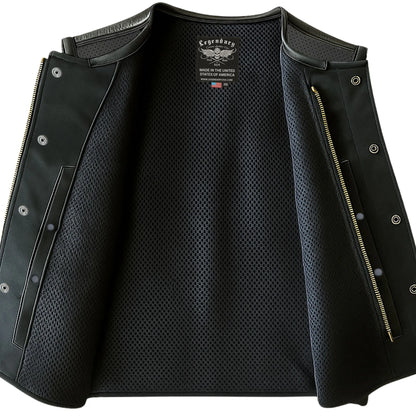 Legendary LowLife NOP Perforated Leather Cropped Fitted Club Style Motorcycle Vest