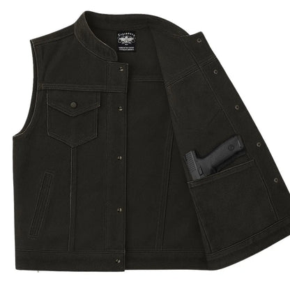 Legendary Revolution Men's Black Denim Motorcycle Vest