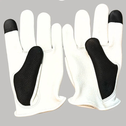Legendary 'Spitfire' White Deerskin Short Wrist Touchscreen Motorcycle Gloves