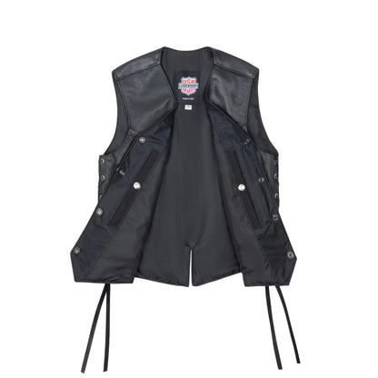Legendary Vikla Chikla Women’s Leather Braided Motorcycle Vest w/Buffalo Nickel Snaps