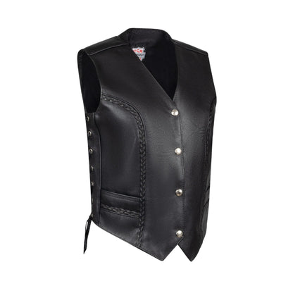 Legendary Women’s Leather Braided Motorcycle Vest