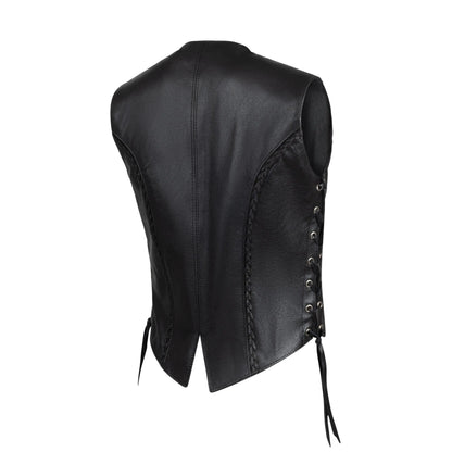 Legendary Women’s Leather Braided Motorcycle Vest