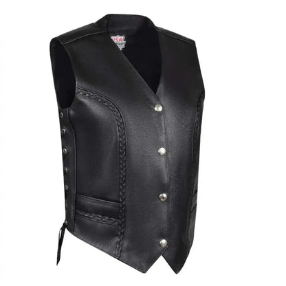 Legendary Women’s Leather Braided Motorcycle Vest