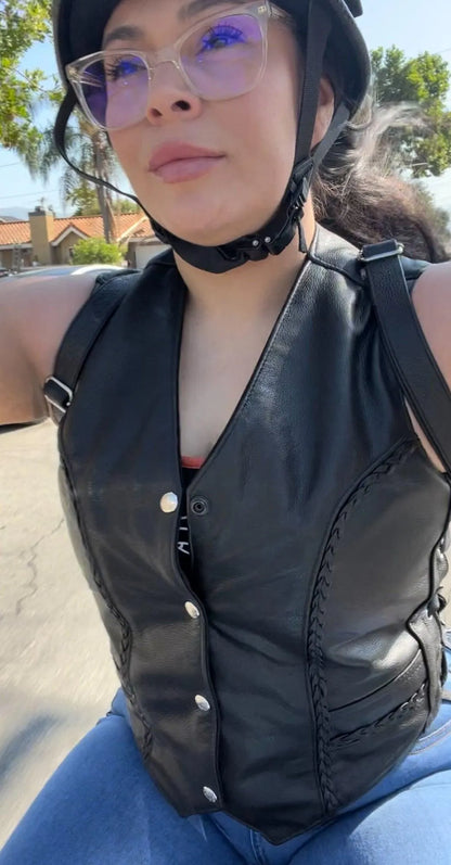 Legendary Women’s Leather Braided Motorcycle Vest
