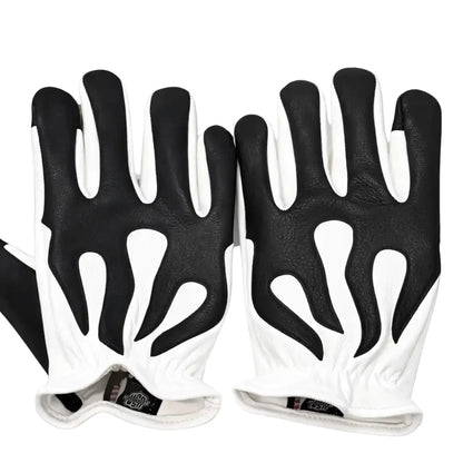 Legendary 'Spitfire' White Deerskin Short Wrist Touchscreen Motorcycle Gloves