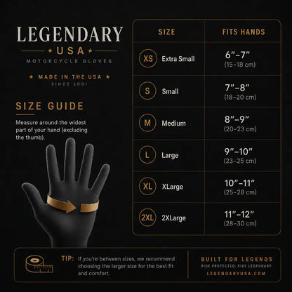 Legendary Haymakers Super Welted Short Wrist American Deerskin Motorcycle Gloves