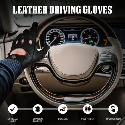 Leather Dark Knight Gloves - Full Finger Design (Black)