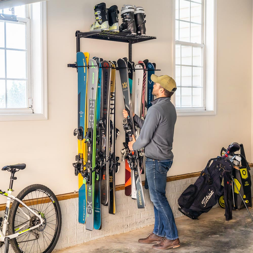Solitude Ski Wire Shelf | Adjustable Wall Storage System | Holds 10 Pairs of Skis