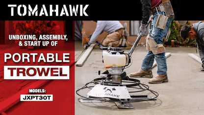 30" Portable Concrete Power Trowel with 18ft Bull Float Handle 37cc Engine