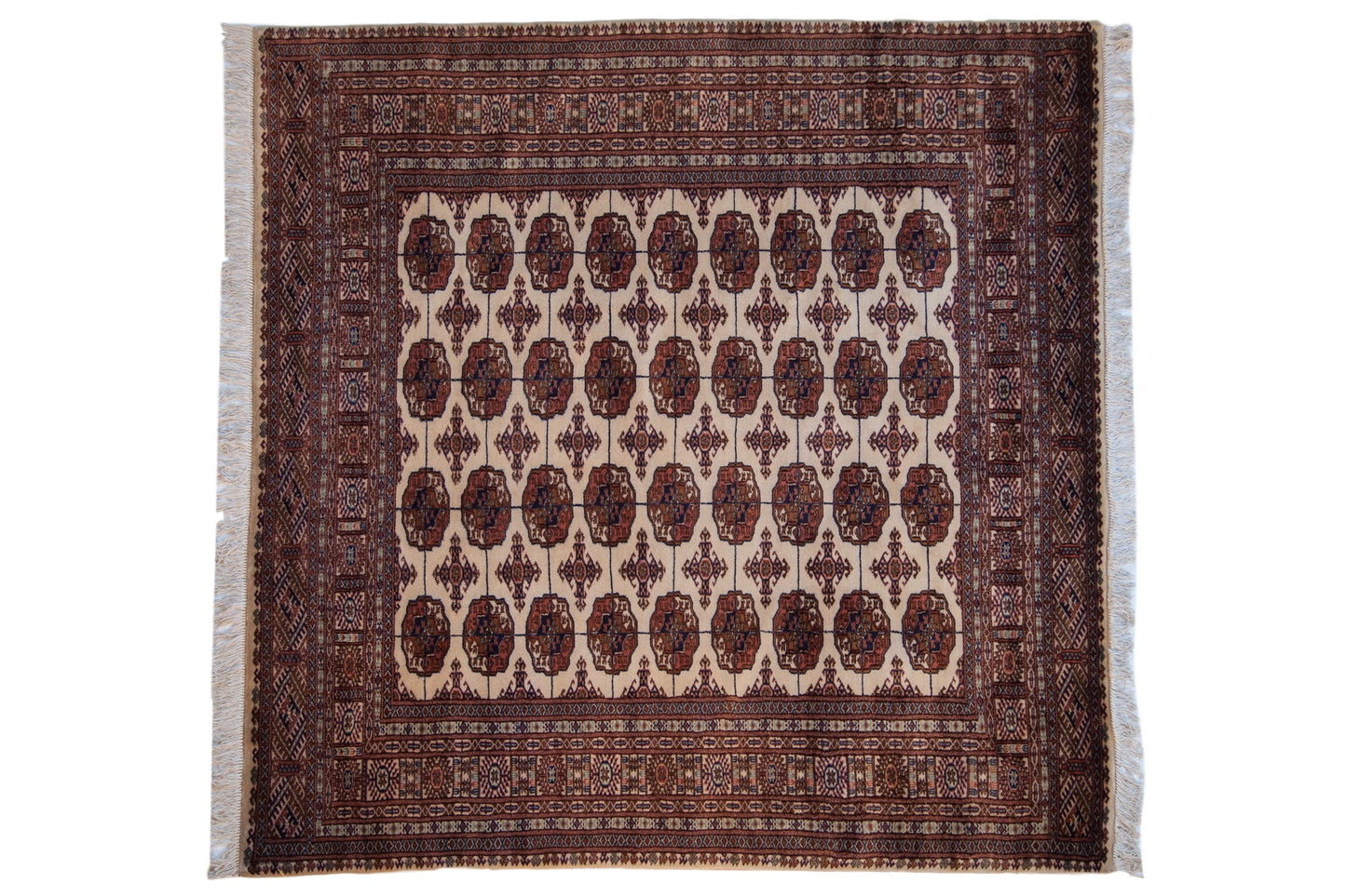 6.5x7 Vintage Fine Pakistani Bokhara Design Square Carpet
