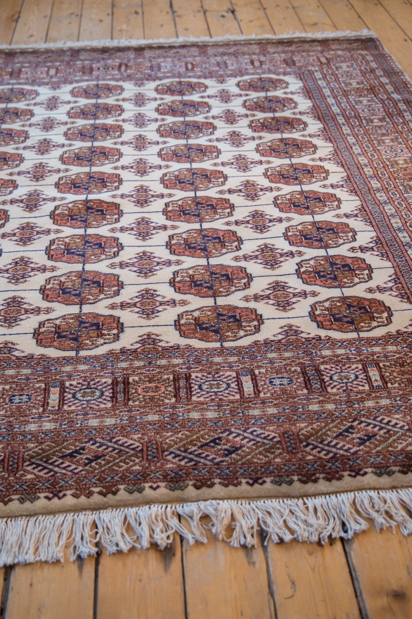 6.5x7 Vintage Fine Pakistani Bokhara Design Square Carpet
