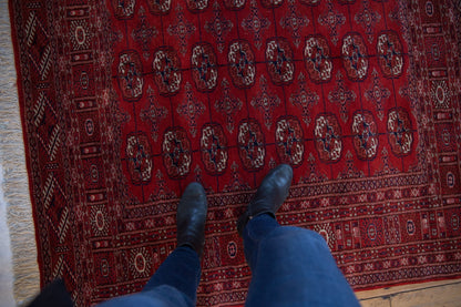 5x5.5 Vintage Fine Pakistani Bokhara Design Square Rug