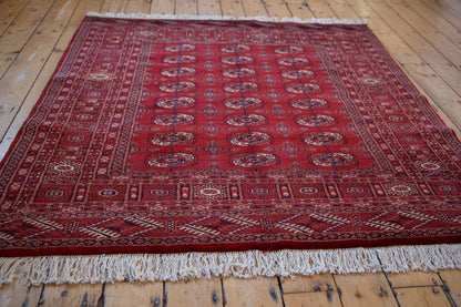5x5.5 Vintage Fine Pakistani Bokhara Design Square Rug