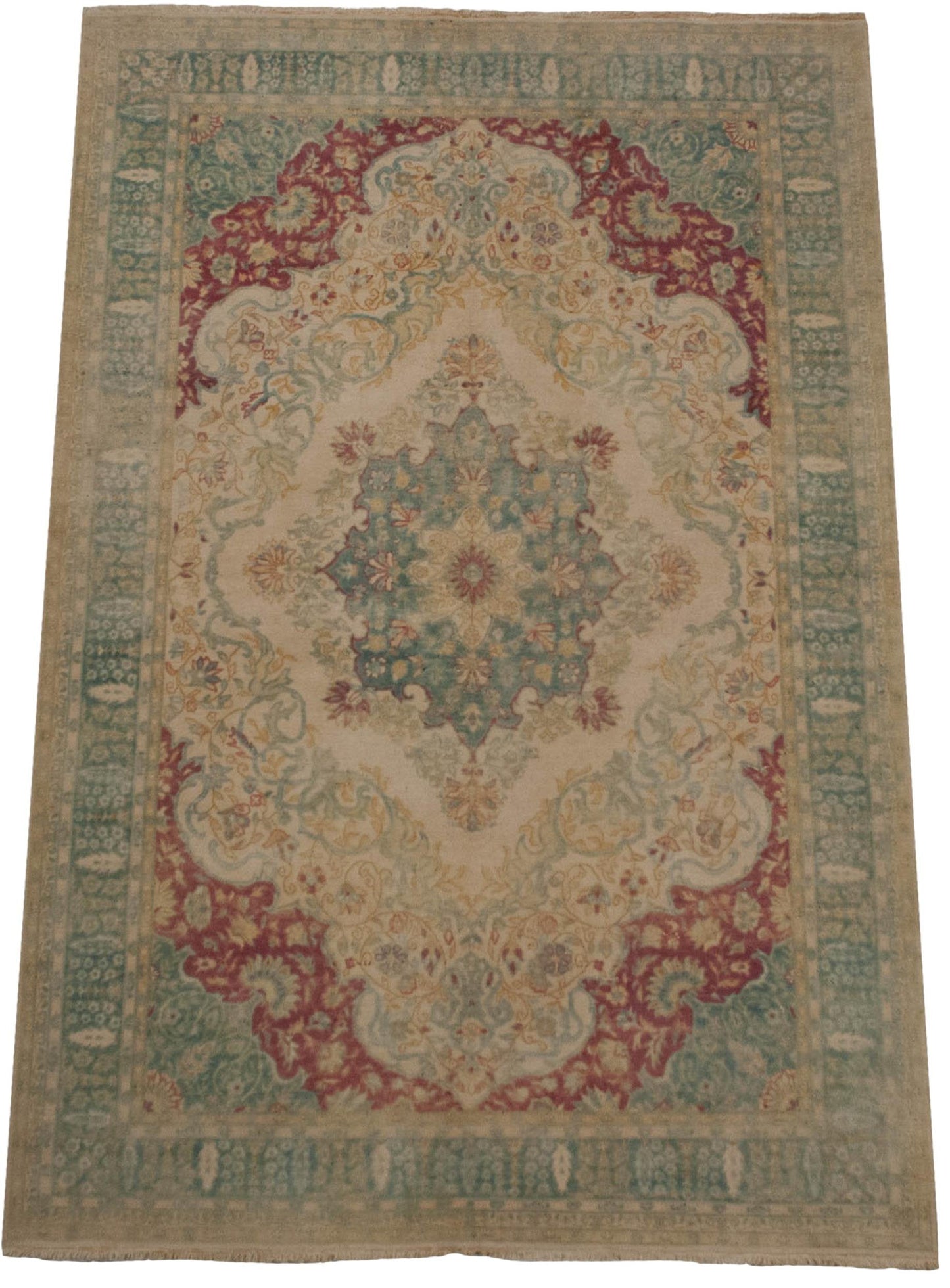 6x9 Vintage Distressed Bulgarian Kerman Design Carpet