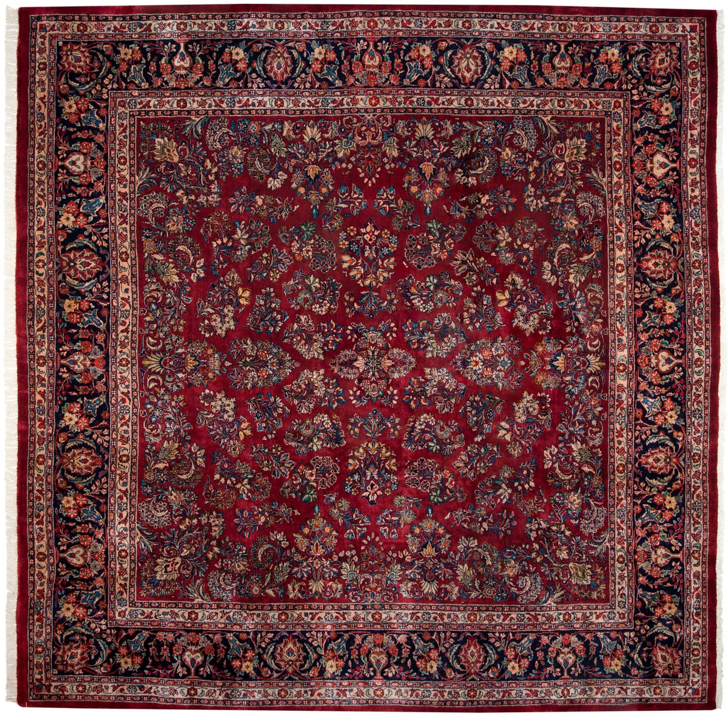 12x12 Vintage Fine Sarouk Square Carpet
