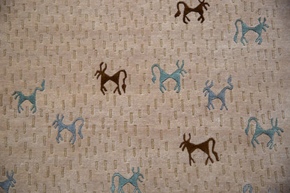 6x9 New Indian Folk Art Design Carpet