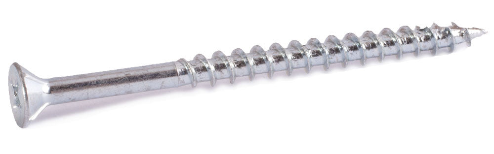 8 x 1 Phillips Flat Particle Board Screw w/ Nibs T17 Zinc Plated - Carton (10,000)