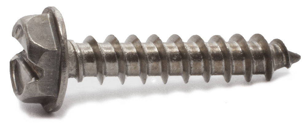 12 x 1 1/2 Slotted Hex Washer Head Sheet Metal Screw 18-8 SS
