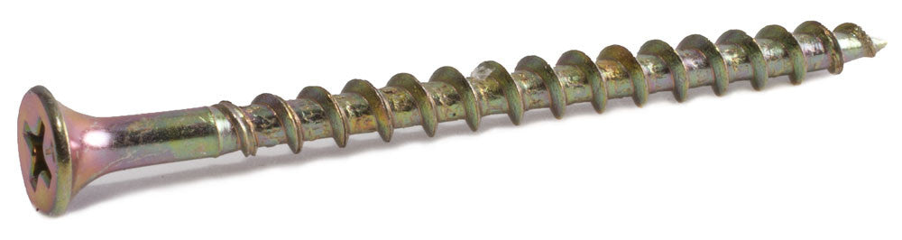 6 x 1 1/2 Phillips Bugle Decking Screws Yellow Zinc Plated - Carton (6000)