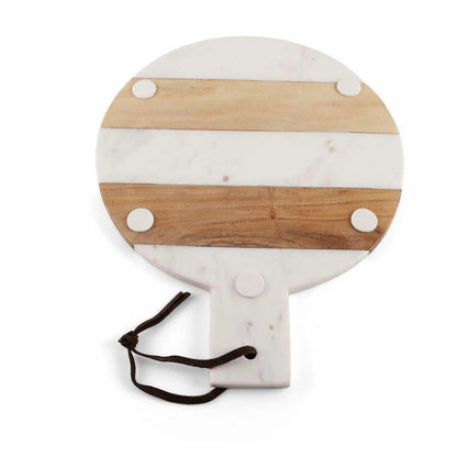 Mez Round Marble Wood Paddle Charcuterie Board
