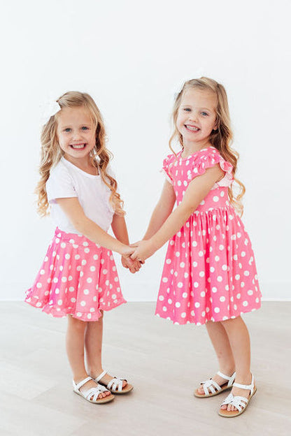 Pink Polka Dots Ruffle Twirl Skort
