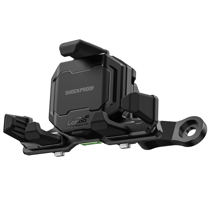 LOBOO PH06 Motorcycle Phone Holder – Adjustable Anti-Vibration Mount with Wireless & Wired Fast Charging, 360° Rotation