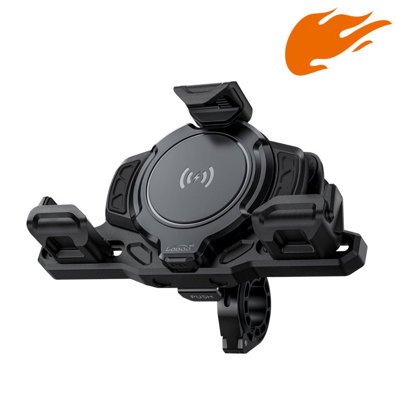 LOBOO PH02S Motorcycle Phone Holder – Adjustable, Anti-Vibration, Wireless Charging