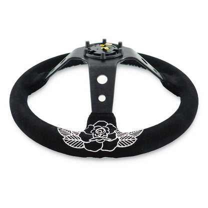 BW Rose Deep Dish Steering Wheel + Short Hub Adapter Kit For Honda Acura