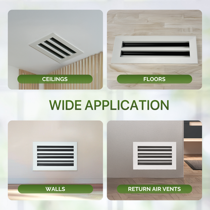 Aluminum Black Linear Slot Diffuser 8x4 (Duct Opening) - Modern Air Vent Cover