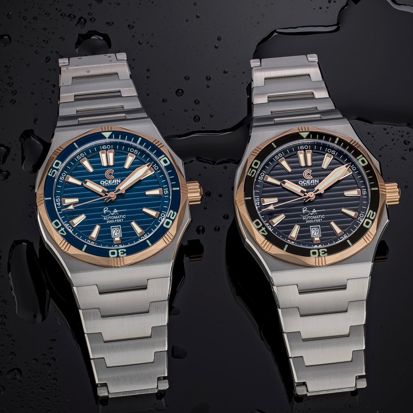 Bolt - Blue - Solid 18K Red Gold Bezel