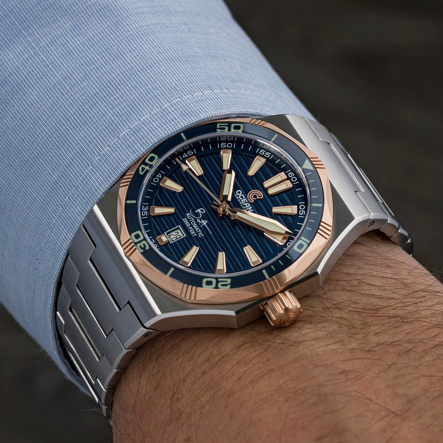 Bolt - Blue - Solid 18K Red Gold Bezel