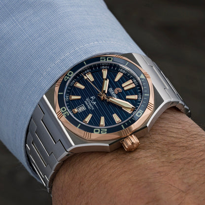 Bolt - Blue - Solid 18K Red Gold Bezel