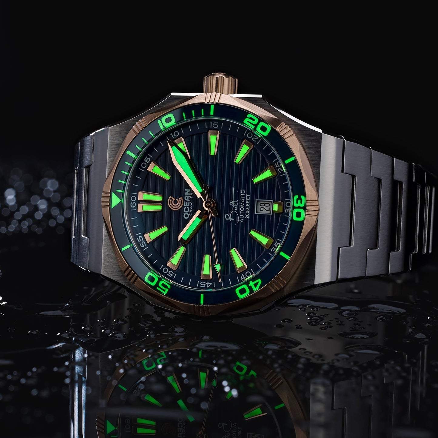 Bolt - Blue - Solid 18K Red Gold Bezel