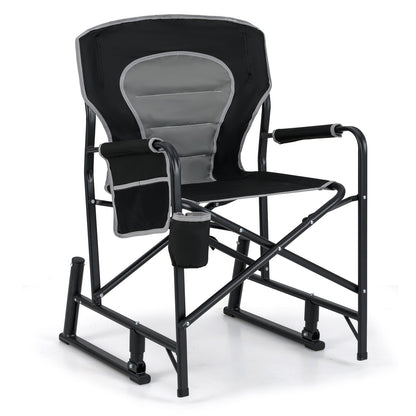 Outdoor Rocker Camping Chair with Dual Springs and Padded Back