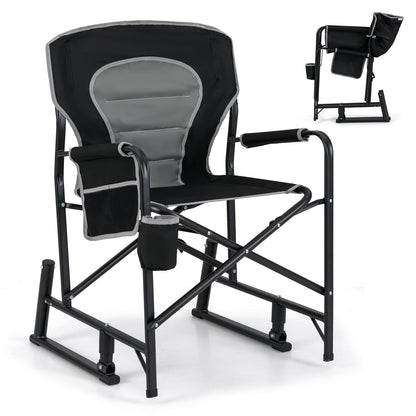 Outdoor Rocker Camping Chair with Dual Springs and Padded Back