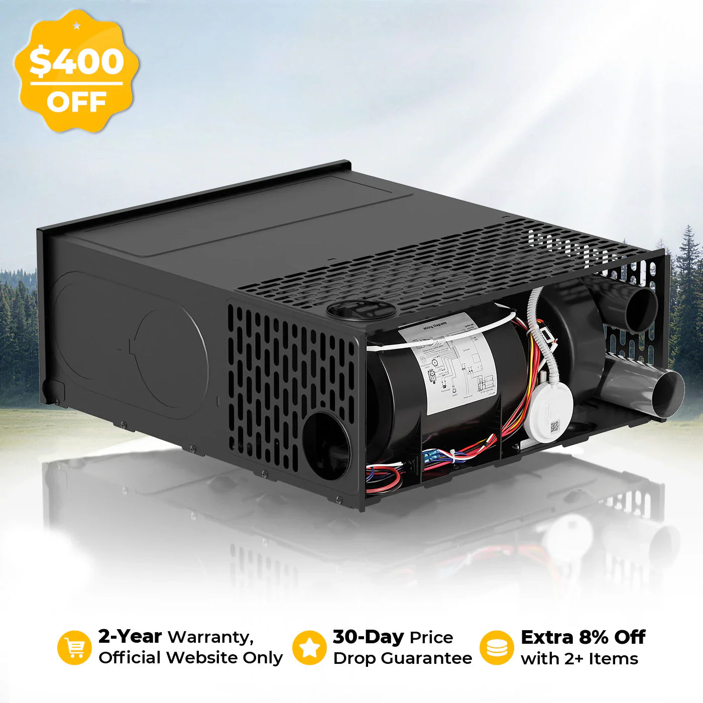 Fogatti InstaHeat 30K BTU RV Furnace, Ducted Propane Heater with Smart Remote Control,12V DC