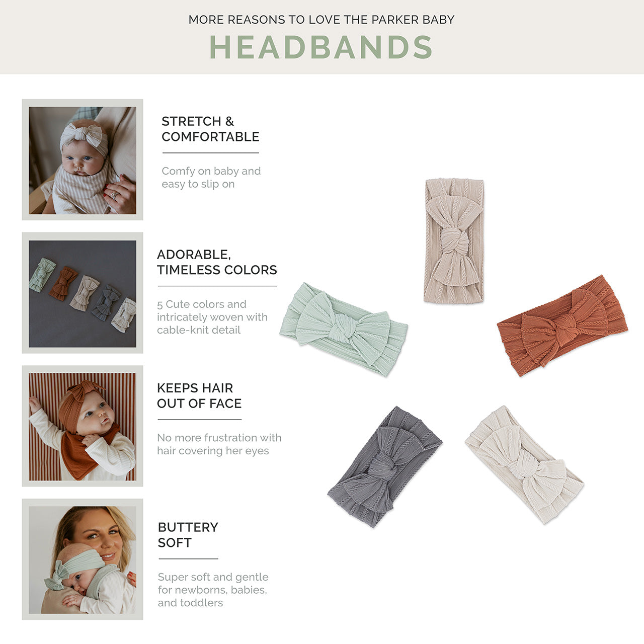 Grace Set - Cable Knit Knotted Headbands - 5 Pack