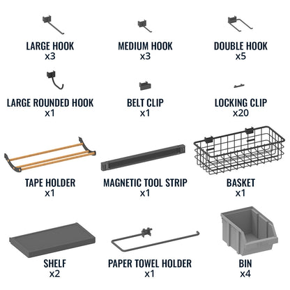 51" x 32" PRO Pegboard | 23 Attachments