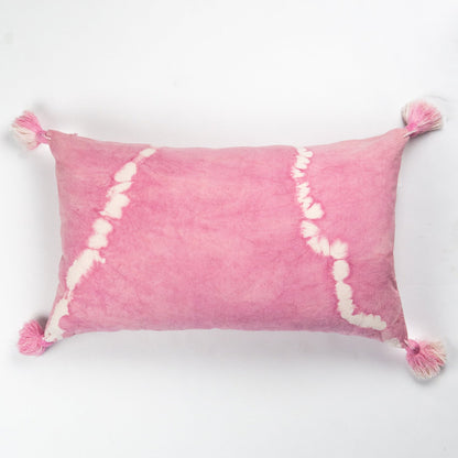 Pink Natural Dyed Shibori Tassel Pillows