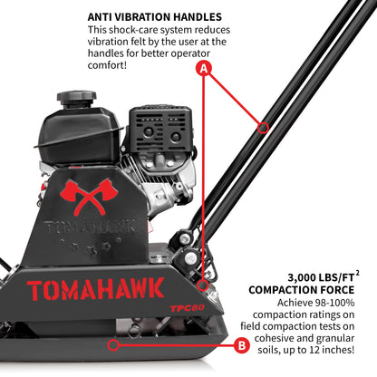 Vibratory Plate Compactor Tamper with Kohler Engine for Dirt Gravel Soil Compaction