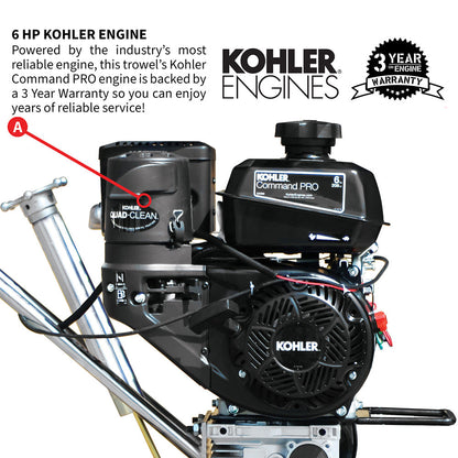 24" Concrete Power Trowel Edger 6HP Kohler Float Pan Blade Screed Finishing Tool
